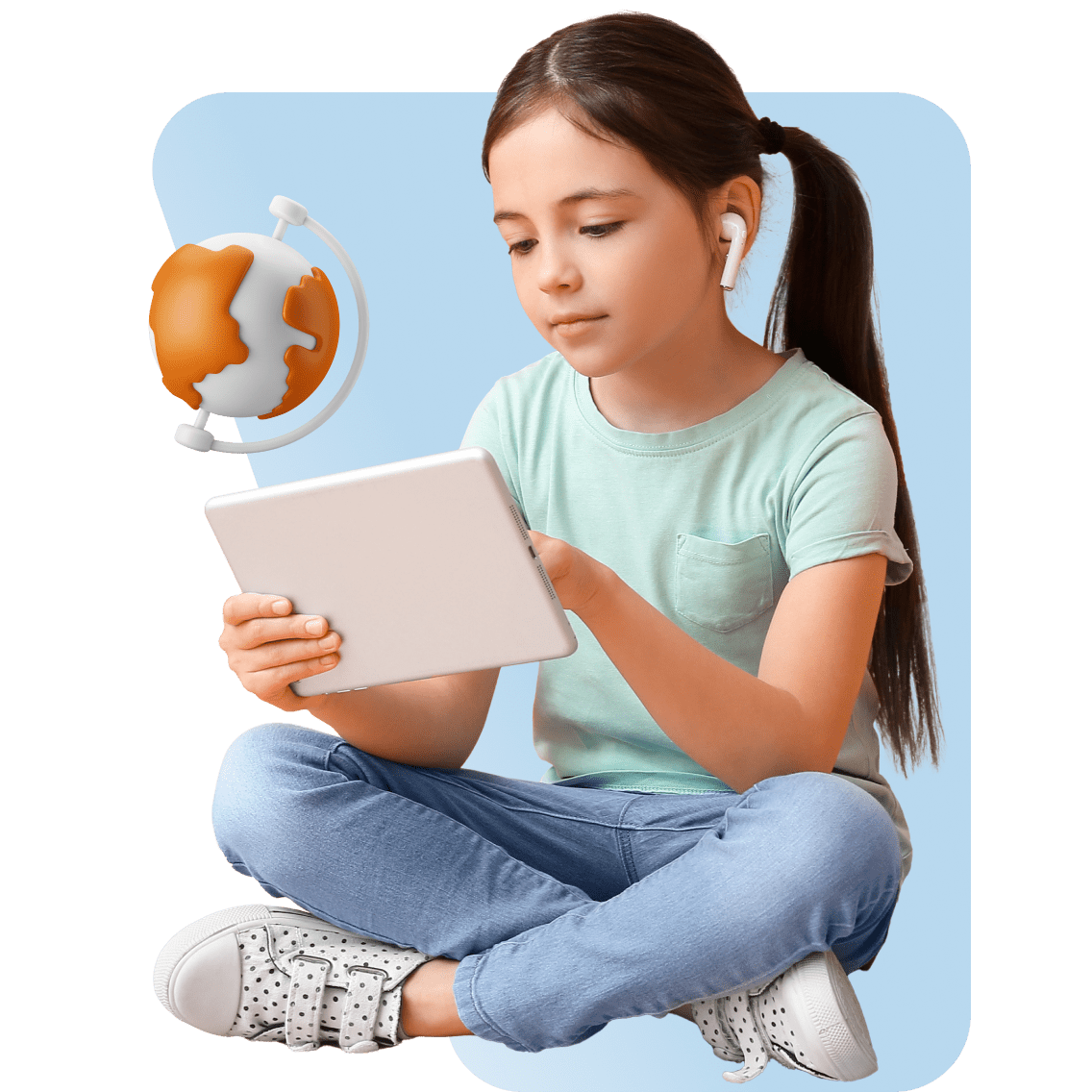 Online Elementary Schools in Delaware image 2 (name SECOND IMAGE 1 Young Girl Tablet Airpods Location)